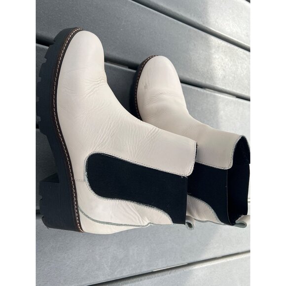 Anthropologie Dale Chelsea Women White Leather Platform Ankle Boots Size 40(9.5) - Picture 6 of 13